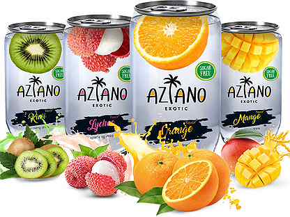 Напиток Aziano Личи газ. ж/б 0,35л*12