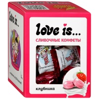 LOVE IS сливочные жевательные конфеты со вкусом клубники 105гр (24)