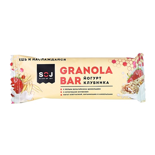 Злаковый батончик &quot;GRANOLA BAR&quot; со вкусом йогурта и клубники 40гр (12)*4 0485