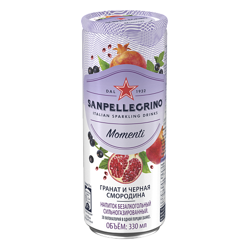 Напиток San Pellegrino Momenti гранат и ч.смородина 0,33л*24 ж/б